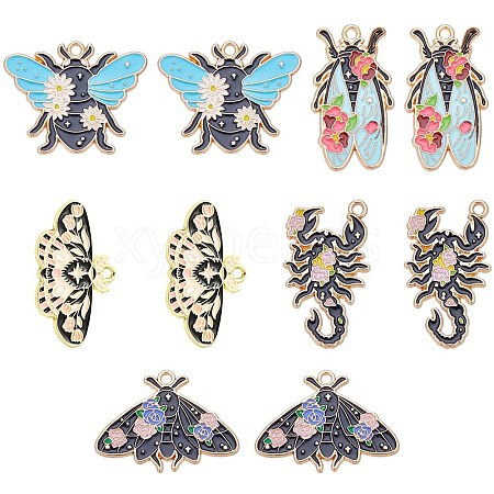 SUNNYCLUE 20Pcs 5 Style Insect Series Alloy Enamel Pendants ENAM-SC0004-71-1