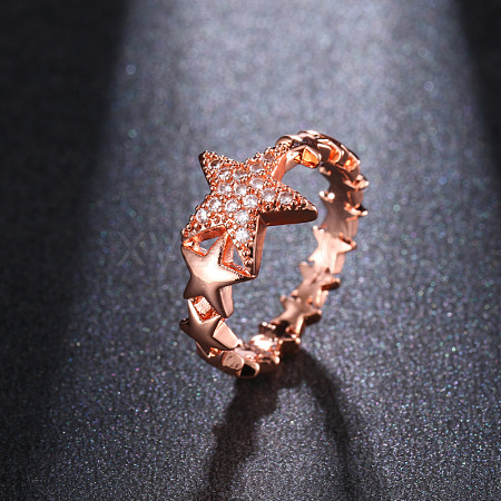 Star Brass Micro Pave Clear Cubic Zirconia Finger Rings for Women FS-WGB2D32-05-1