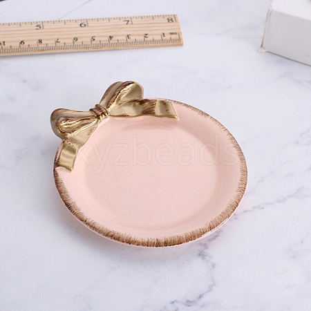 Round with Bowknot Porcelain Jewelry Plate PW-WG009F2-05-1