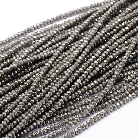 Faceted Rondelle Full Rainbow Plated Electroplate Glass Beads Strands X-EGLA-M004-2mm-A04-1