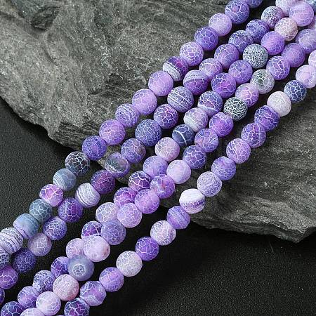 Natural Weathered Agate Beads Strands G-G589-6mm-06-1