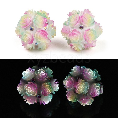 Handmade Luminous Polymer Clay Rhinestone Beads CLAY-H003-06A-1