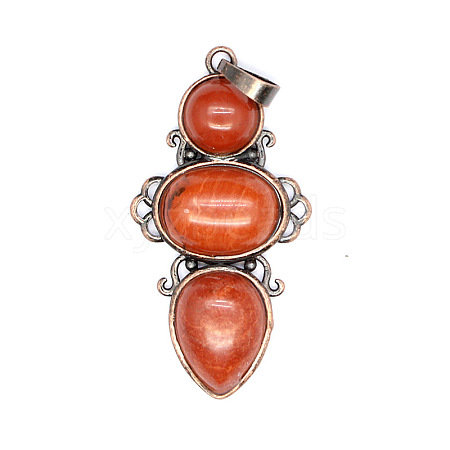 Retro Natural Red Jasper Pendants PW-WG7292F-01-1