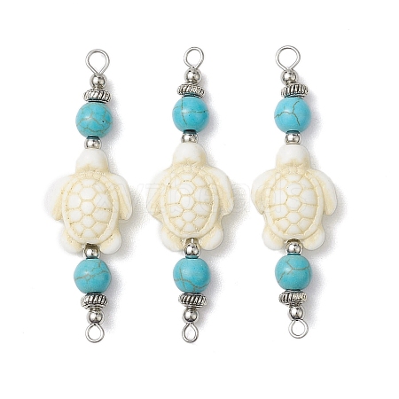 Dyed Synthetic Turquoise Connector Charms PALLOY-JF02767-1