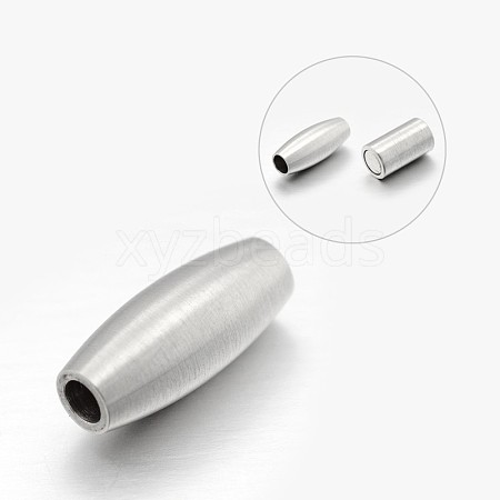 Barrel 304 Stainless Steel Matte Surface Magnetic Clasps with Glue-in Ends STAS-N065-20-1