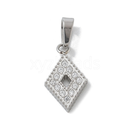 Ion Plating(IP) 304 Stainless Steel Micro Pave Cubic Zirconia Pendants STAS-Z107-06P-07-1