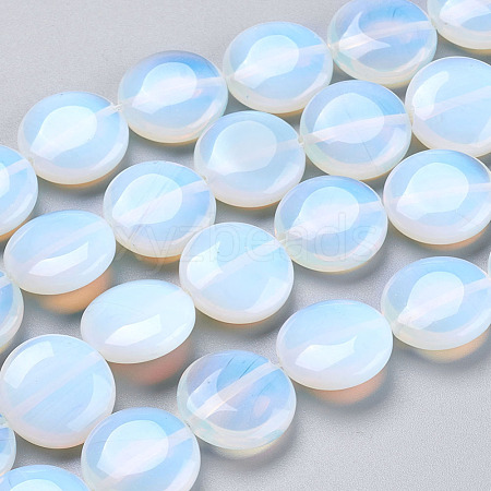 Flat Round Opalite Beads Strands G-S110-25-1