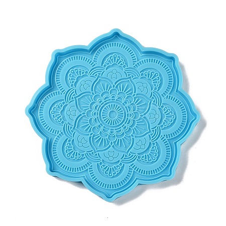 DIY Mandala Flower Shape Coaster Food Grade Silicone Molds DIY-G083-06B-1