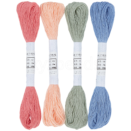 4 Skeins 4 Colors 6-Ply Cotton Embroidery Floss EMBR-WH20001-003D-1