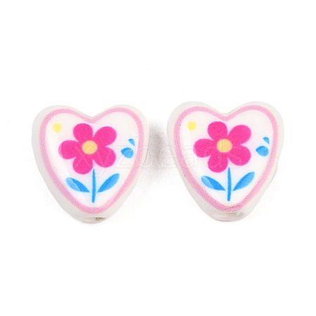 Floral Printed Porcelain Beads PORC-A033-01E-1