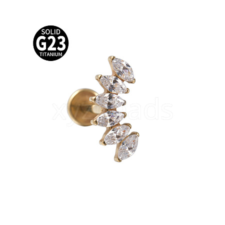 G23 Titanium with Clear Cubic Zirconia Threadless Labrets WG8E19F-08-1