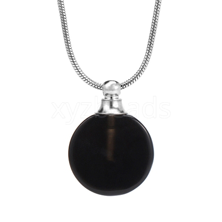 Natural Black Agate Perfume Bottle Pendant Necklace PW-WGD45C6-10-1