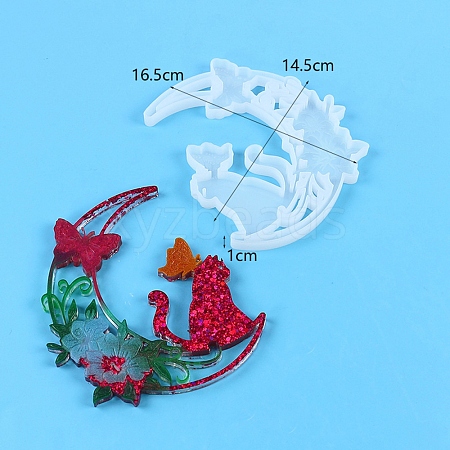 DIY Food Grade Silicone Moon with Cat Pendant Molds PW-WG93148-01-1