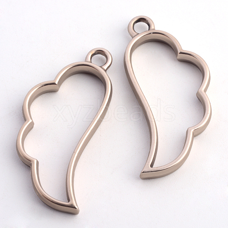 Matte Style Rack Plating Alloy Wing Open Back Bezel Pendants PALLOY-S047-27A-FF-1