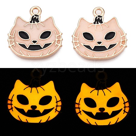 Halloween Theme Rack Plating Luminous Alloy Enamel Pendants ENAM-N056-239G-1