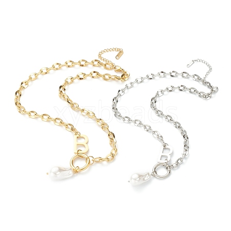 Acrylic Imitation Pearl Pendant Necklaces NJEW-L458-081-1