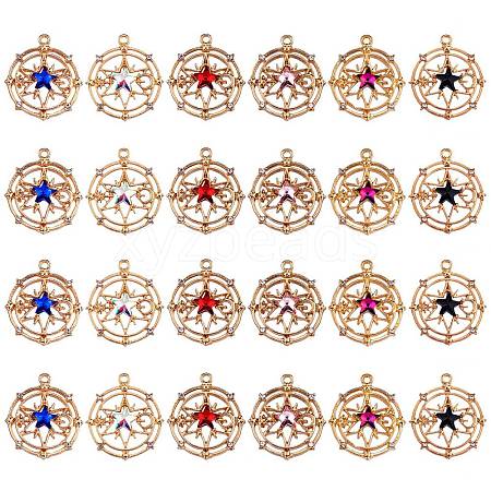 24Pcs 6 Colors Faceted Glass Pendants GLAA-SZ0001-90-1