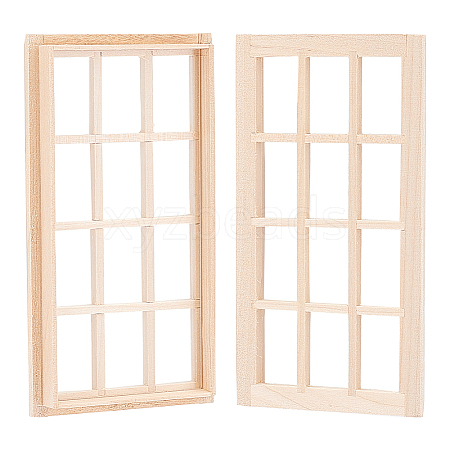 DIY Rectangle Wooden Mini Windows DIY-WH0002-26-1