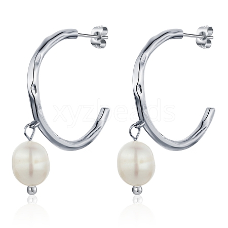 Stainless Steel C-shaped Stud Earrings CT3018-2-1