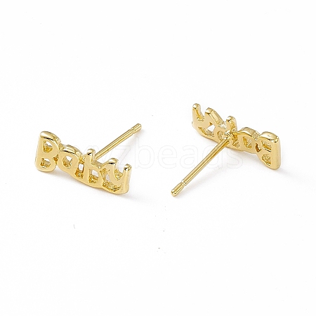 Brass Word Baby Stud Earrings for Women KK-A172-20G-1