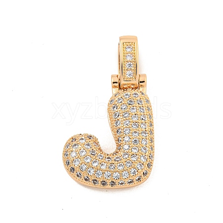 Brass Micro Pave Clear Cubic Zirconia Pendants KK-B099-01G-J-1