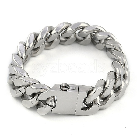 304 Stainless Steel Cuban Link Chain Bracelets for Men BJEW-B102-07P-1