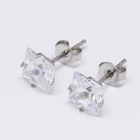 Cubic Zirconia Ear Studs X-STAS-E051-2E-1