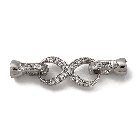 Brass Micro Pave Clear Cubic Zirconia Fold Over Clasps KK-A230-14P-1