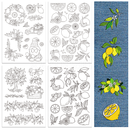 4 Sheets 11.6x8.2 Inch Stick and Stitch Embroidery Patterns DIY-WH0455-141-1