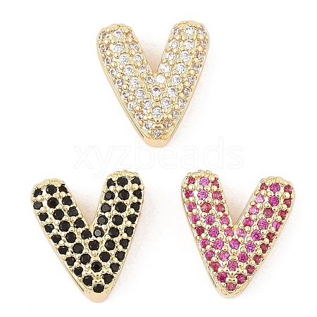 Brass Micro Pave Cubic Zirconia Slide Charms ZIRC-I068-08G-1