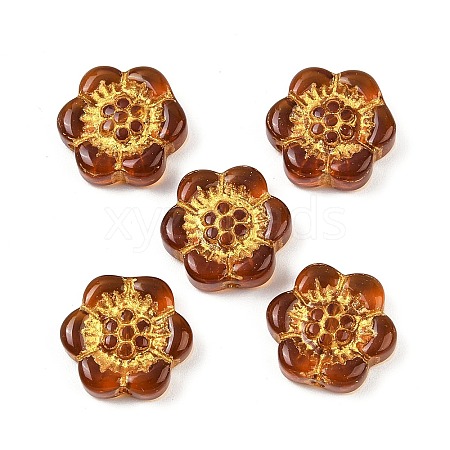 Baking Paint and Golden Metal Enlaced Glass Beads DGLA-T004-10A-1
