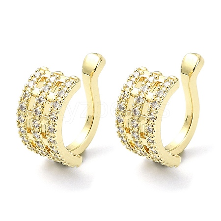 Rack Plating Brass Micro Pave Cubic Zirconia Cuff Earring EJEW-C086-12G-1