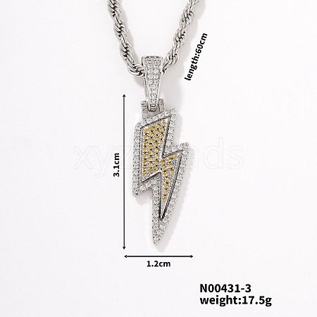 European and American Fashion Lightning Brass Rhinestone Pendant Necklaces HP4417-3-1