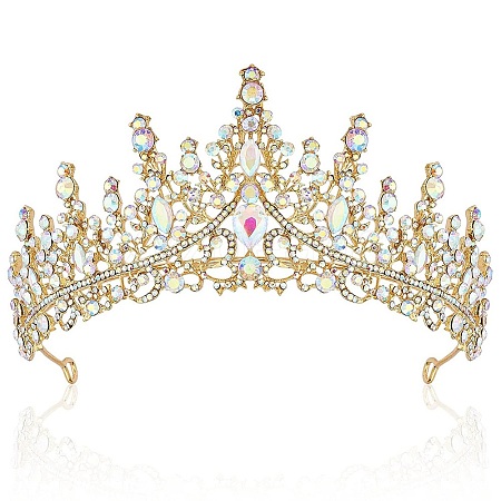 Alloy Rhinestone Crown Hair Bands for Girls Women Party Decoration HULI-PW0002-006G-02-1