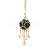 Natural Obsidian with Rack Plating Brass Pendants Decorations AJEW-B023-01G-01-2