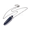 Dyed Natural Lapis Lazuli Bullet Shaped Perfume Bottle Pendant Necklaces G-B089-02P-09-2