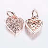 Long-Lasting Plated Brass Micro Pave Cubic Zirconia Charms ZIRC-F069-41RG-2