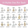 15pcs 15 Styles Alloy Charms ZIRC-YW0001-11-2