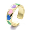 Heart Pattern Alloy Enamel Cuff Rings RJEW-Z008-16LG-B-3