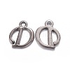 Gunmetal Plated Alloy Letter Pendants PALLOY-P097-03-D-1