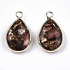 Teardrop Assembled Synthetic Bronzite and Regalite/Imperial Jasper Pendants G-N330-022-D07-2