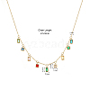 Stainless Steel Coloful Cubic Zirconia Rectangle Charms Necklace for Women TG4377-1-1