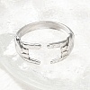 304 Stainless Steel Rock & Roll Hand Gesture Cuff Rings for Women Men RJEW-B118-02P-2