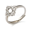 Brass Micro Pave Clear Cubic Zirconia Adjustable Ring Components KK-XCP0001-86-2