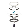 4Pcs 4 Style Natural & Synthetic Mixed Gemstone Beaded Stretch Bracelets Set BJEW-JB08189-1