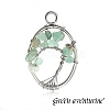 Stainless Steel Wired Natural Green Aventurine Pendants PW-WGF707B-08-1