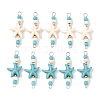 10Pcs 2 Colors Dyed Synthetic Turquoise Starfish Rondelle Round Beaded Connector Charms PALLOY-JF04015-1