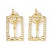 Rack Plating Brass Micro Pave Clear Cubic Zirconia Pendants ZIRC-I058-23G-3