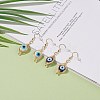 2Pair 2 Color Round Lampwork Evil Eye Braided Dangle Earrings EJEW-JE04898-2