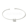 Rack Plating Brass Micro Pave Clear Cubic Zirconia Letter Open Cuff Bangles BJEW-A018-01P-M-2